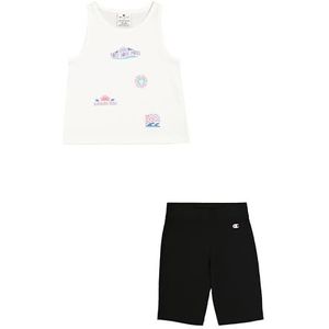 Champion Legacy Graphic Leggings Shorts Set voor meisjes, Wit (WW001), 7-8 jaar