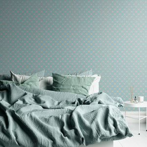 Retro behang jaren 70 - behang vintage grafisch turquoise blauw beige grijs - A.S. Création vliesbehang Retro Chic 395374-8,50 m x 0,53 m - Made in Germany