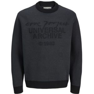 JACK & JONES Jcoscope Knit Jacquard Crew Neck, zwart, M