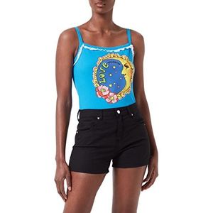 Love Moschino Dames Fancy Cotton-Linen Blend met bijpassend logo Back Tag Casual Shorts, zwart, 42 NL