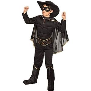 Boland - Kinderkostuum Bandiet, voor jongens, hoed, oogmasker, cape, eendelig pak, riem, laarzendoppen, vermomming, kostuum set, Zorro, themafeest, carnaval