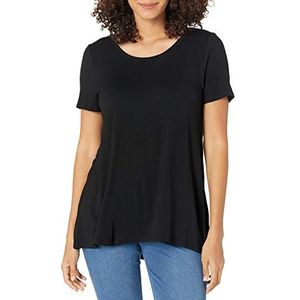 Amazon Essentials Dames Relaxed-Fit T-shirt met korte mouwen en ronde hals en swing (verkrijgbaar in grote maten), zwart, medium