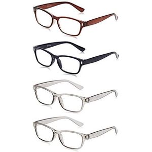 The Reading Bril Company 3 Pack zwart/bruin/donkerblauw leesbril voor mannen/vrouwen, Optical Power +2.50, 0.087999999999999995 kg