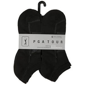 PGA Tour Golfsokken voor heren - 6 stuks laag uitgesneden sportsokken voor heren, zwart (maat 7-12)