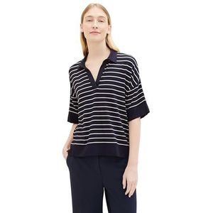 TOM TAILOR Poloshirt voor dames, 30468 - Navy Offwhite Stripe, XS