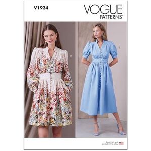 Vogue Patterns V1934B5 Misses' jurk in twee lengtes B5(8-10-12-14-16)