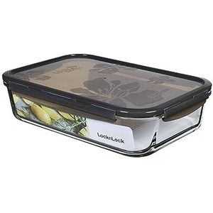 LocknLock OVEN GLASS vershouddozen glas met deksel, 3,6 l, 345 x 236 x 88 mm, koelkast, vriezer en vaatwasser, borosilicaatglas tot 400 °C, ovenbestendig, magnetronservies met deksel