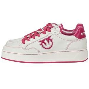 Pinko Bondy 2.0 sneakers van leer VITELL, gymschoenen voor dames, GY7_off wit/fuchsia, 35 EU, Gy7 Off White Fuchsia, 35 EU