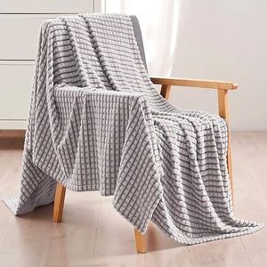 Comart, Plaid Waffle, zachte en warme fleecedeken, gezellig en behaaglijk, voor bank, bed, fauteuil, perfect voor herfst en winter, machinewasbaar, grijs, 125 x 150 cm