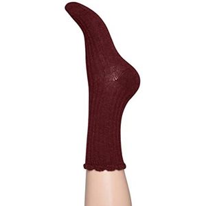 CHARNOS Dames Wol Rib Scallop Sock Wine One Size, Wijn, Eén Maat