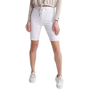 Superdry Kari Long Line Shorts voor dames, wit (Denim Optic White M6N), 38