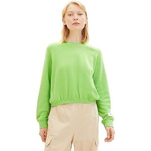 TOM TAILOR Denim Basic sweatshirt voor dames, 12318-liquid limegroen, XL, 12318, liquid lime green, XL
