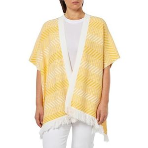 SIDONA Dames Gebreide poncho 19022960-SI01, Geel Wit, XS/S, geel/wit, XS/S
