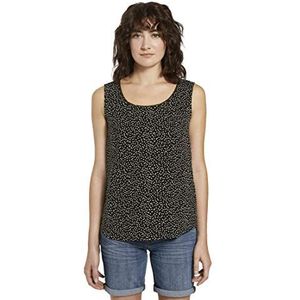 TOM TAILOR Dames Mouwloze blouse 1018511, 23781 - Black Offwhite Dot Print, 40
