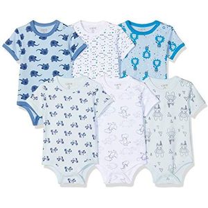 Care Katoenen rompertjes voor babyjongens met korte mouwen (Pack van 6), Blauwe melange (705), 62