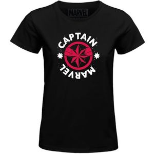 Marvel Captain WOMAVLSTS005 T-shirt voor dames, zwart, maat XXL, Zwart, XXL