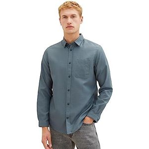 TOM TAILOR Heren Regular Fit Dobby overhemd met borstzak, 32298 - Dusty Teal Diamond Structuur, XXL