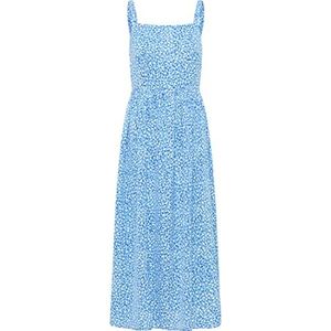 MAHISHA Dames maxi-jurk met allover-print 19323484-MA01, blauw wit, S, Maxi-jurk met allover-print, S