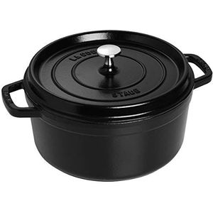Staub Gietijzeren braadpan / cocotte, rond 24cm, 3.8L, zwart