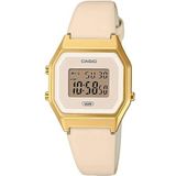 Casio - Unisex vintage horloge LA680WEGL-5EF - horloge - leer - bruin - 26 mm, beige, Riemen.