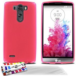 MUZZANO Original""Glossy"" Hybrid Flexible Shell Case voor LG G3 Beat met 3 Ultra-Clear Screen Protective Films - Roze