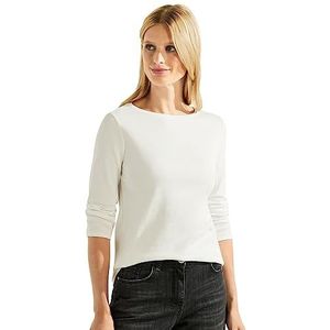 Cecil Boatneck Basic katoenen shirt voor dames, boothals, Vanilla White, XL