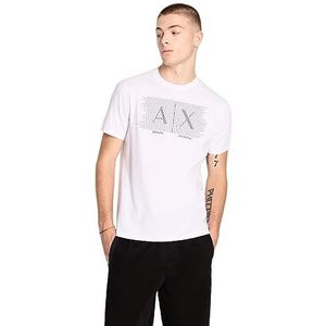 Armani Exchange Heren Regular Fit Ax Lines Box Logo T-shirt, wit, XL