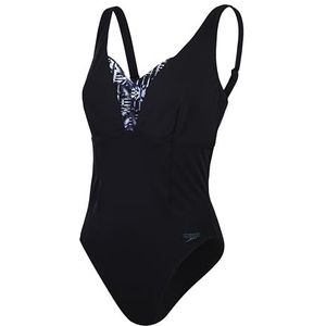 Speedo OpusGem DD+ 1-delig badpak voor dames met Shapewear | Strand- en vakantiebadmode, zwart/Oxid Grijs/Wit, 32