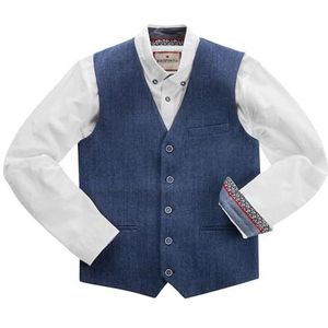 Joe Browns Herenmode Regular Fit Navy Visgraat Wolmix Vest Navy, Regular Fit, 42, marineblauw, 52