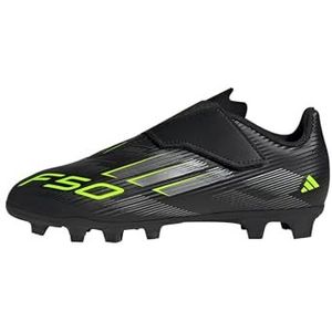 adidas Uniseks-Kind F50 CLUB hook and loop Firm Ground/Multi Ground Football Boots Kids, core black/iron met./lucid lemon, 28 1/2 EU