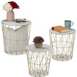 Salontafels - Set van 3 - Marmerlook - Metaal - Woonkamer