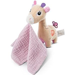 NICI 3D Knuffel Giraffe Sasuma 16 cm met Doekje - Babyknuffel met Mousseline Doek vanaf 0 Maanden - Zachte Pluche Knuffel/Doekje voor Meisjes & Jongens