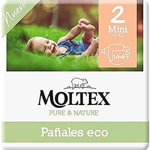 Moltex Pure & Nature Milieuvriendelijke luiers, maat 2 (3-6 kg), 144 luiers (4 zakken met 36 stuks)