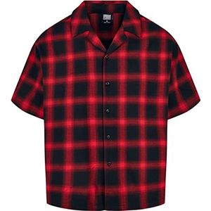 Urban Classics Los geruit resort shirt voor heren, zwart/rood, L