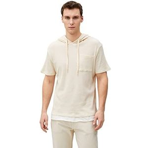 Koton Basic T-shirt met capuchon voor heren, korte mouwen, tissued pocket gedetailleerd katoenen T-shirt, ecru (010), M