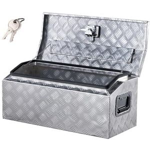 VEVOR Gereedschapskoffer van aluminium voor vrachtwagens, met handgreep aan de zijkant en T-sleutel, organizer voor aanhanger, camper, 76,2 x 330,2 x 330,2 mm, zilver