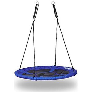Relaxdays nestschommel rond, gesloten zitting, tot 100 kg, outdoor, diameter 110 cm, kinderschommel, donkerblauw