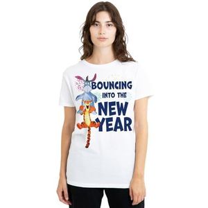 mandarin creative ltd Winnie de Poeh stuitert in het nieuwe jaar dames T-shirt, wit, X-Large, Wit, XL