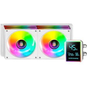 Mars Gaming ML-LCDPRO240 AIO-Vloeistofkoeling 500W TDP, 2,8"" LCD-Scherm Multimonitor, 4e Gen Opti-Chamber-Pomp met Koperen Basis, 2× 120 mm ARGB Infinity Mirror-Ventilatoren, Wit