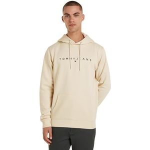 Tommy Jeans Heren TJM Reg Linear Logo Hoodie Ext Hoodies, Beige, XL, Nieuwsprint, XL