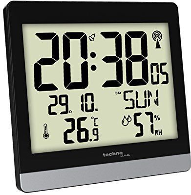 Technoline wandklok - digitaal - WS 8014 - 200x189x29mm - zwart/zilver - TL-WS8014