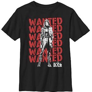Marvel Likeness The Falcon and The Winter Soldier Wanted Repeating RED Boy Solid Crew T-shirt, zwart, jeugd XS, zwart, XS, zwart, XS