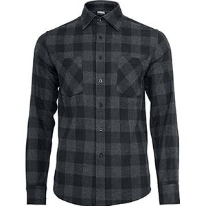 Urban Classics Herenhemd geruit flanellen shirt, lange mouwen, bovendeel voor mannen met borstzakken, verkrijgbaar in vele kleurvarianten, maten XS - 5XL, Blk/Cha, S