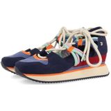 Gio - Open Sneaker - Blauw - Leer - Ademend Polyester