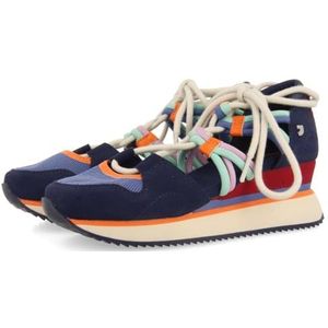 Gio - Open Sneaker - Blauw - Leer - Ademend Polyester