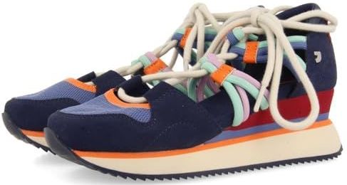 Gio - Open Sneaker - Blauw - Leer - Ademend Polyester