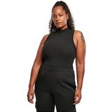 Urban Classics Mouwloze body voor dames, met col, kraag en drukknoopsluiting, wijde been- en mouwen, rolkraag, maat XS tot 5XL, zwart, M