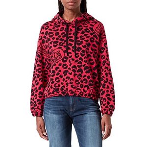 Love Moschino Dames lange mouwen met hoodie en elastische zoom met merknaam dierenprint sweatshirt, leolove frosso, 38
