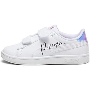 PUMA Smash 3.0 L Crystal Wings V PS Sneaker, White Black-Peach Smoothie, 34 EU, Puma White PUMA Black Peach Smoothie, 34 EU