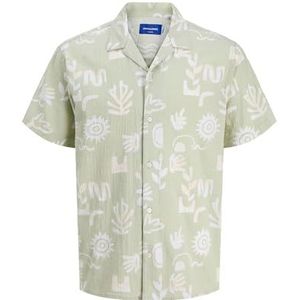 JACK & JONES Jorluke Crinkle AOP Shirt Ss voor heren, Celadon Tint, L